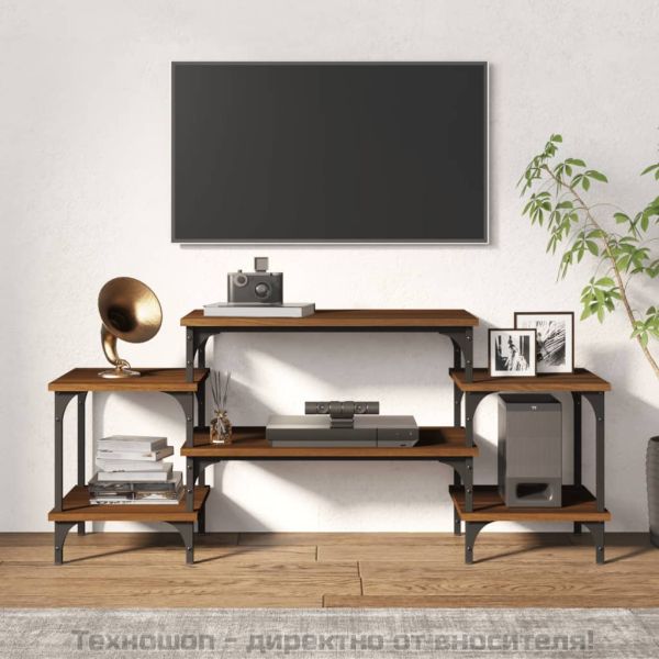 ТВ шкаф, кафяв дъб, 117x35x52 см, инженерно дърво