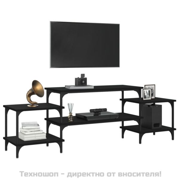 ТB шкаф, черен, 157x35x52 см, инженерно дърво