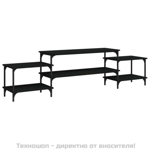 ТB шкаф, черен, 197x35x52 см, инженерно дърво