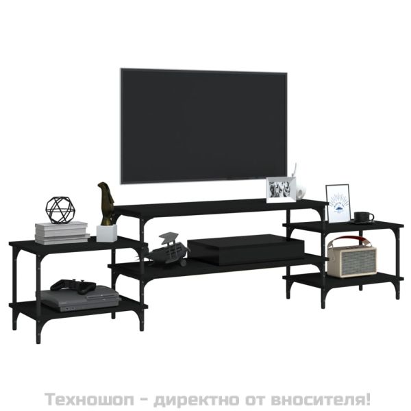 ТB шкаф, черен, 197x35x52 см, инженерно дърво