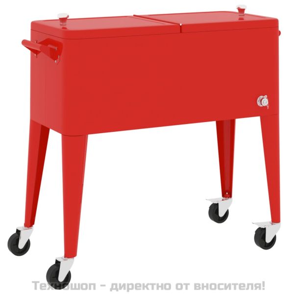 Хладилна количка с колела, червена, 92x43x89 см