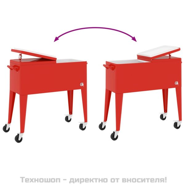 Хладилна количка с колела, червена, 92x43x89 см