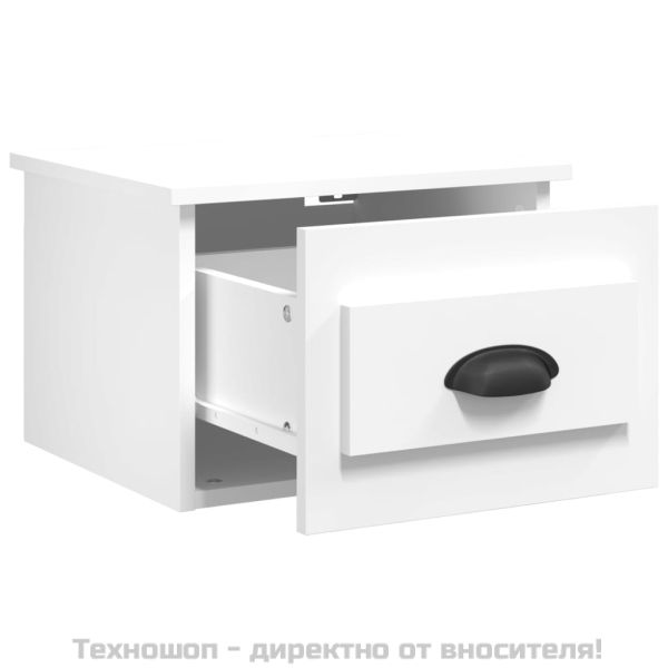 Нощно шкафче за стенен монтаж, бяло, 41,5x36x28 см
