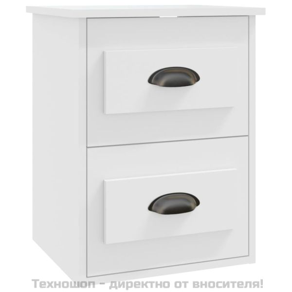 Нощно шкафче за стенен монтаж, бяло, 41,5x36x53 см