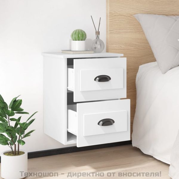 Нощно шкафче за стенен монтаж, бяло, 41,5x36x53 см