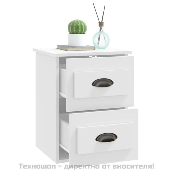 Нощно шкафче за стенен монтаж, бяло, 41,5x36x53 см