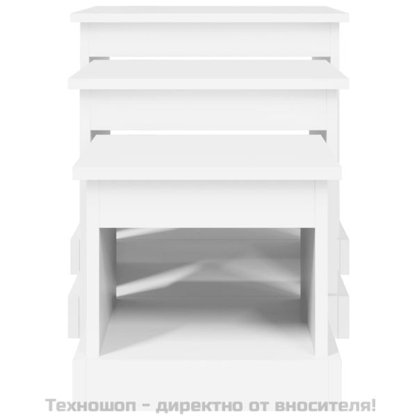 Маси за кафе, 3 бр, бели, инженерно дърво