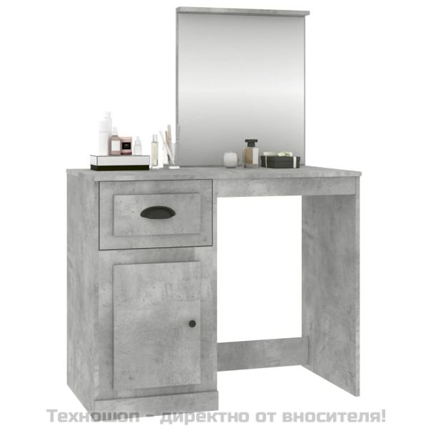 Тоалетка с огледало бетонно сиво 90x50x132,5 см инженерно дърво