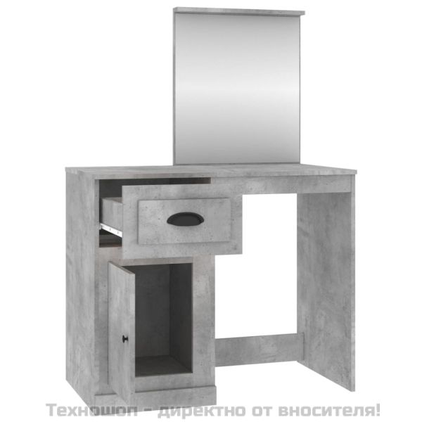 Тоалетка с огледало бетонно сиво 90x50x132,5 см инженерно дърво