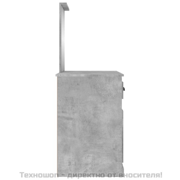 Тоалетка с огледало бетонно сиво 90x50x132,5 см инженерно дърво