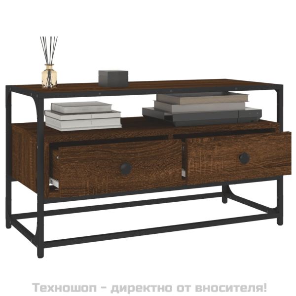 ТВ шкаф, кафяв дъб, 80x35x45 см, инженерно дърво