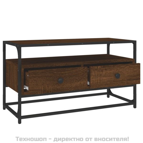 ТВ шкаф, кафяв дъб, 80x35x45 см, инженерно дърво