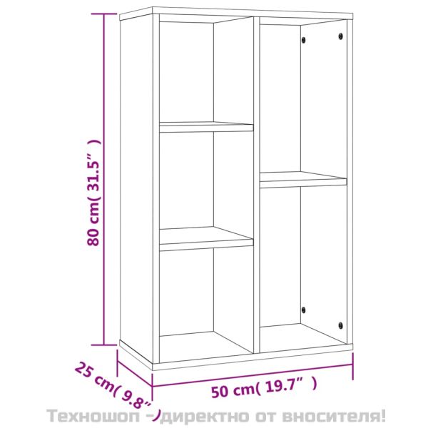 Библиотека/бюфет, опушен дъб, 50x25x80 см, инженерно дърво