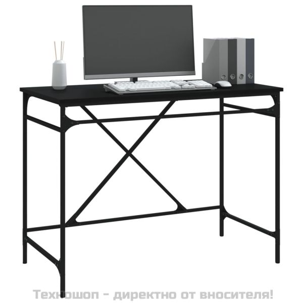 Бюро, черно, 100x50x75 см, инженерно дърво и желязо