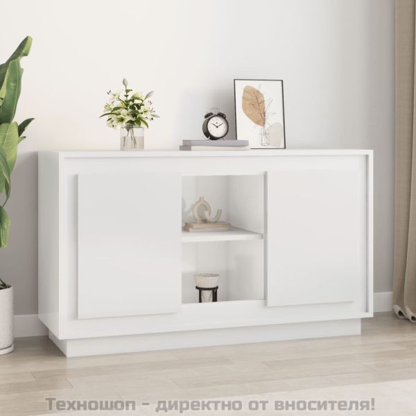 Страничен шкаф, бял гланц, 102x35x60 см, инженерно дърво