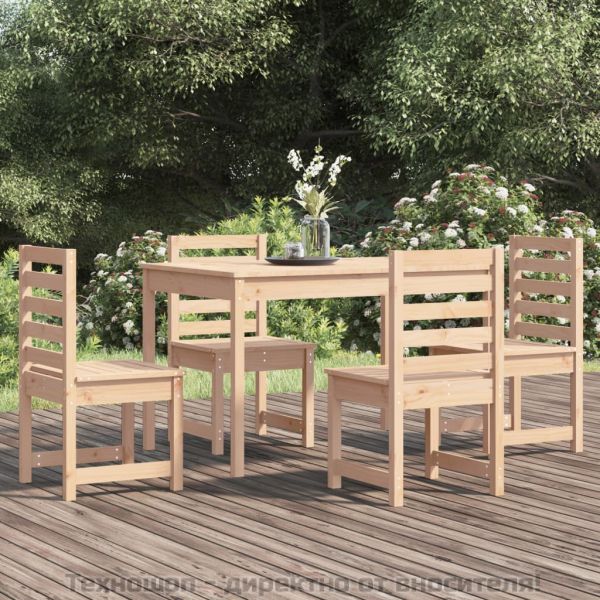 Градински трапезен комплект от 5 части, масивен бор