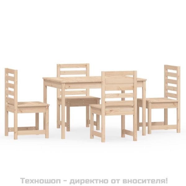 Градински трапезен комплект от 5 части, масивен бор