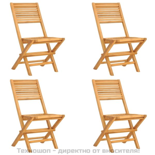 Сгъваеми градински столове, 4 бр, 47x62x90 см, тик масив