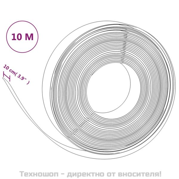 Градински кантове, 3 бр, сиви, 10 м, 10 см, полиетилен