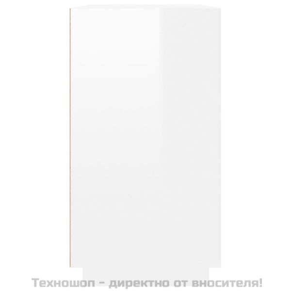 Сайдборд, бял гланц, 80x34x75 см, инженерно дърво