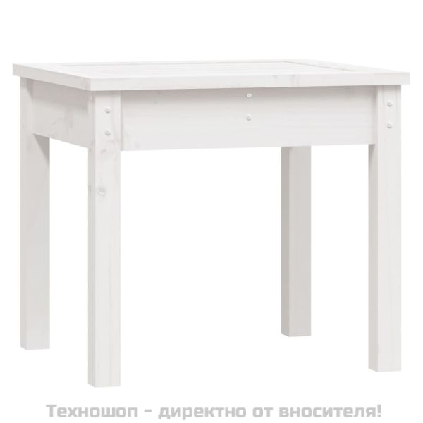 Градинска пейка, бяла, 50x44x45 см, борово дърво масив