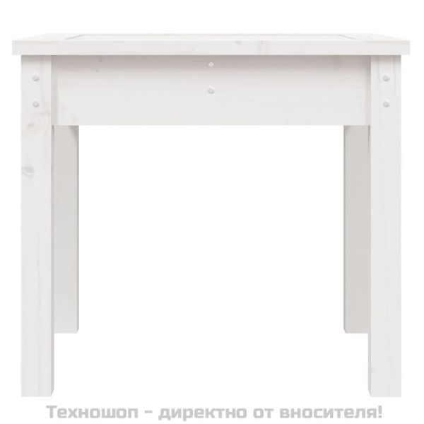 Градинска пейка, бяла, 50x44x45 см, борово дърво масив