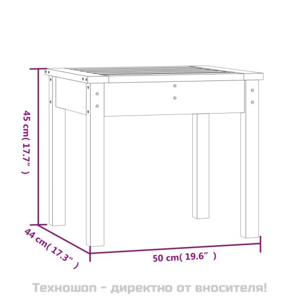 Градинска пейка, бяла, 50x44x45 см, борово дърво масив