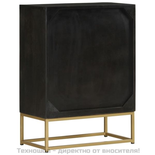 Бюфет с 2 врати, черно и златисто, 55x30x75 см, манго масив