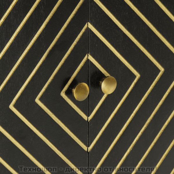 Бюфет с 2 врати, черно и златисто, 55x30x75 см, манго масив