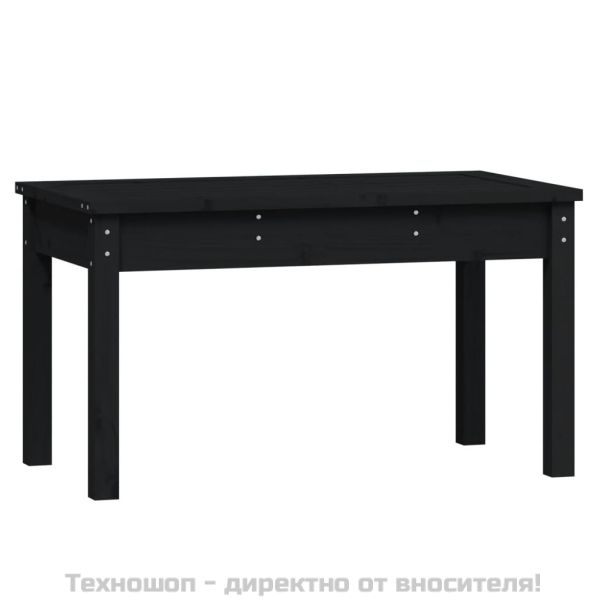 Градинска пейка, черна, 80x44x45 см, борово дърво масив