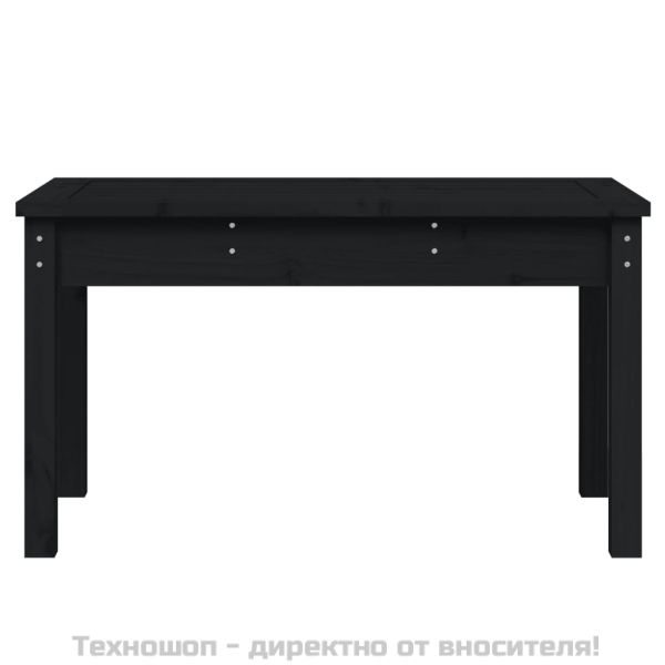 Градинска пейка, черна, 80x44x45 см, борово дърво масив