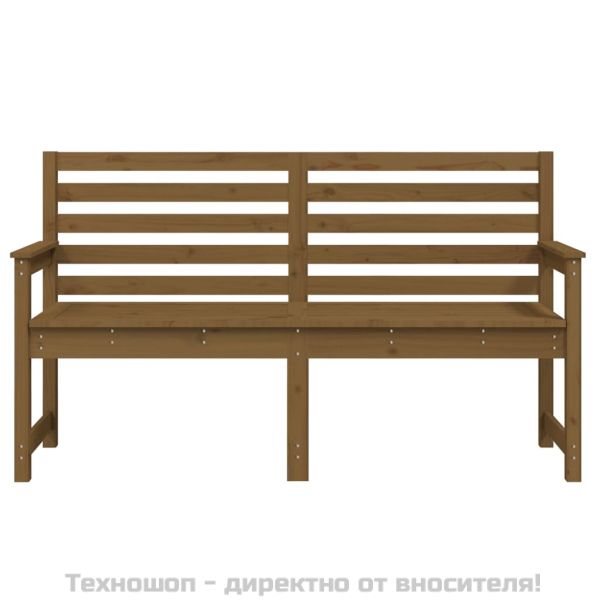 Градинска пейка, меденокафява, 159,5x48x91,5 см, бор масив