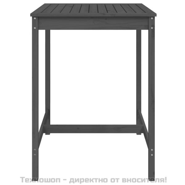 Градинска маса, сива, 82,5x82,5x110 см, борово дърво масив