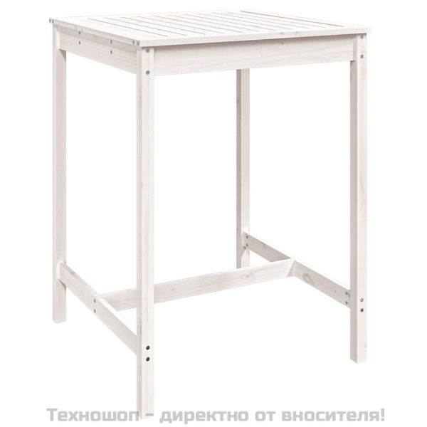 Градинска маса, бяла 82,5x82,5x110 см, борово дърво масив