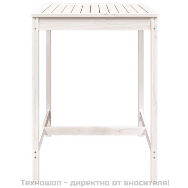 Градинска маса, бяла 82,5x82,5x110 см, борово дърво масив