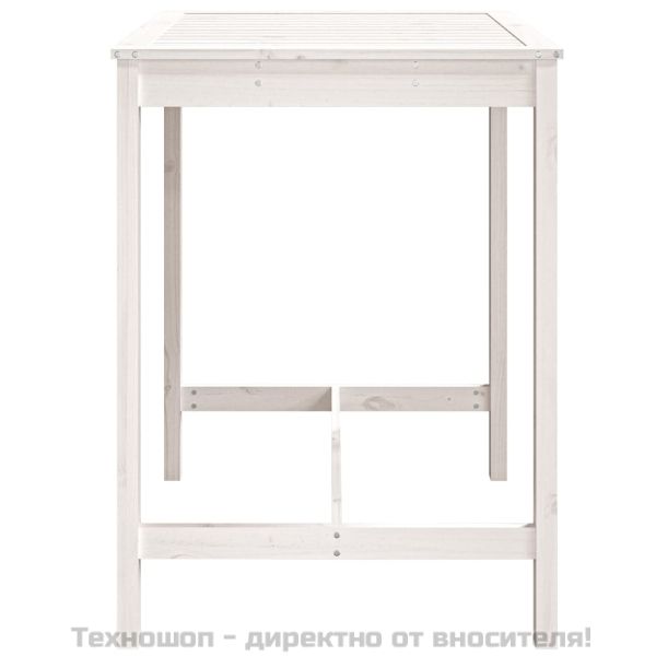 Градинска маса, бяла 82,5x82,5x110 см, борово дърво масив