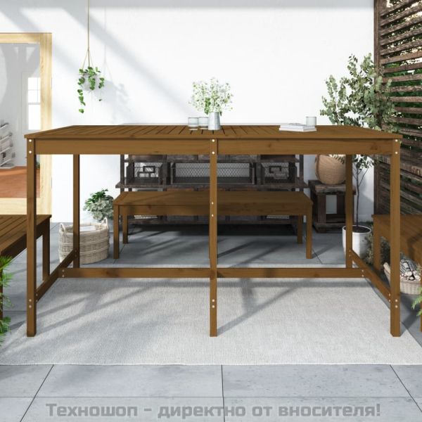 Градинска маса меденокафява 203,5x90x110 см борово дърво масив