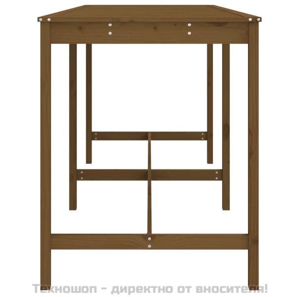 Градинска маса меденокафява 203,5x90x110 см борово дърво масив