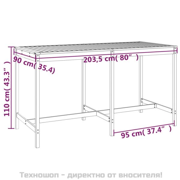 Градинска маса, 203,5x90x110 см, дугласко дърво масив