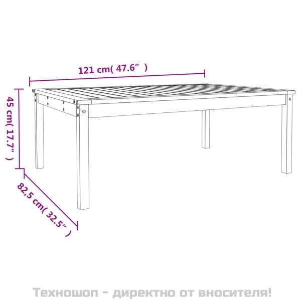 Градинска маса, 121x82,5x45 см, борово дърво масив