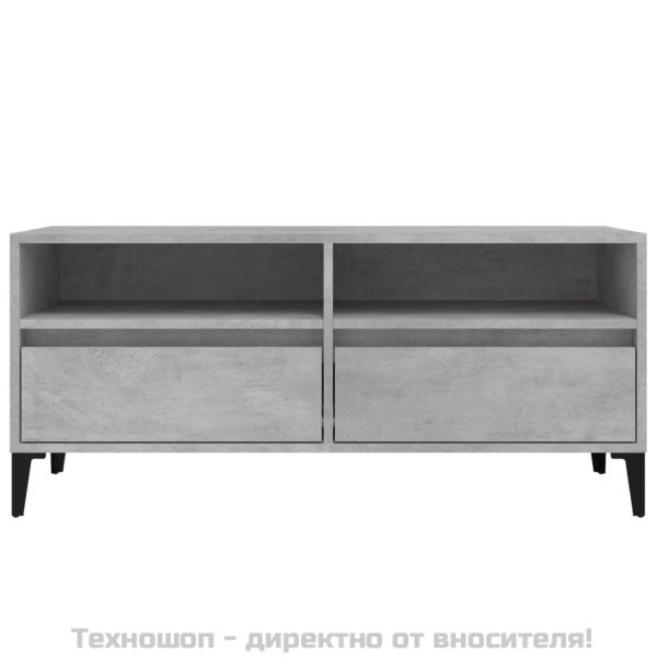 ТВ шкаф, бетонно сиво, 100x34,5x44,5 см, инженерно дърво