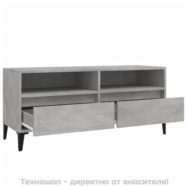 ТВ шкаф, бетонно сиво, 100x34,5x44,5 см, инженерно дърво