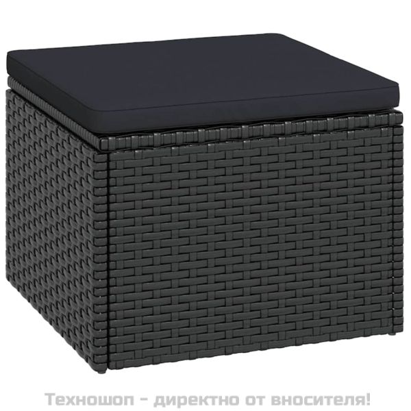 Градински лаундж комплект черен полиратан