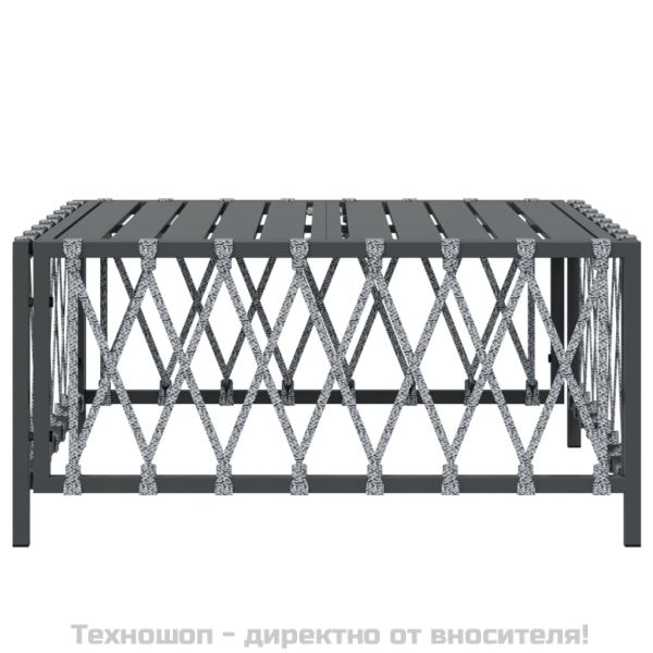 Градинска маса, антрацит, 70x70x34 см, тъкан текстил