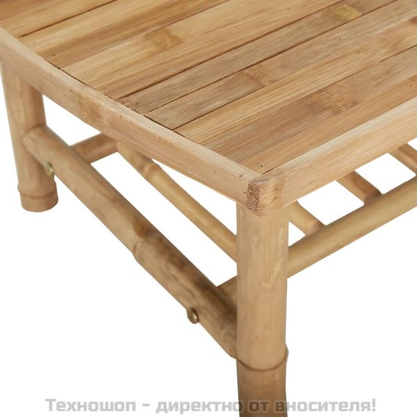 Градински лаундж комплект тъмносиви възглавници 4 части бамбук