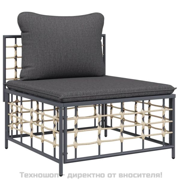 Градински комплект от 4 части с възглавници антрацит полиратан