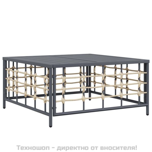 Градински комплект от 4 части с възглавници антрацит полиратан