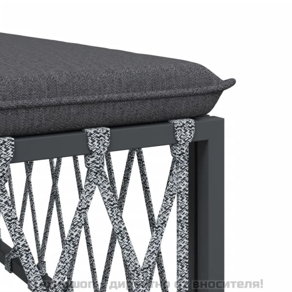 Градински комплект от 3 части с възглавници антрацит стомана