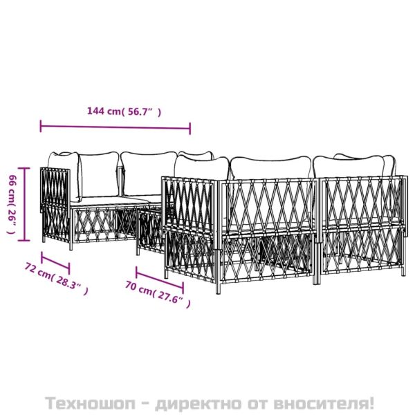 Градински комплект от 5 части с възглавници антрацит стомана