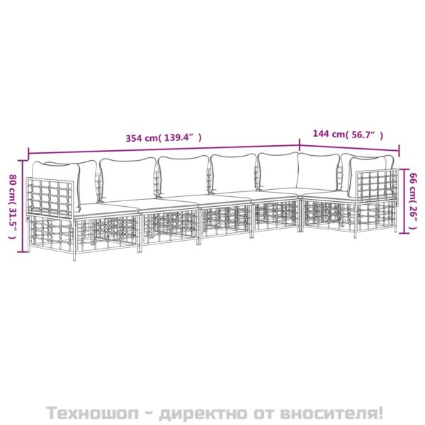 Градински комплект с възглавници 6 части антрацит полиратан